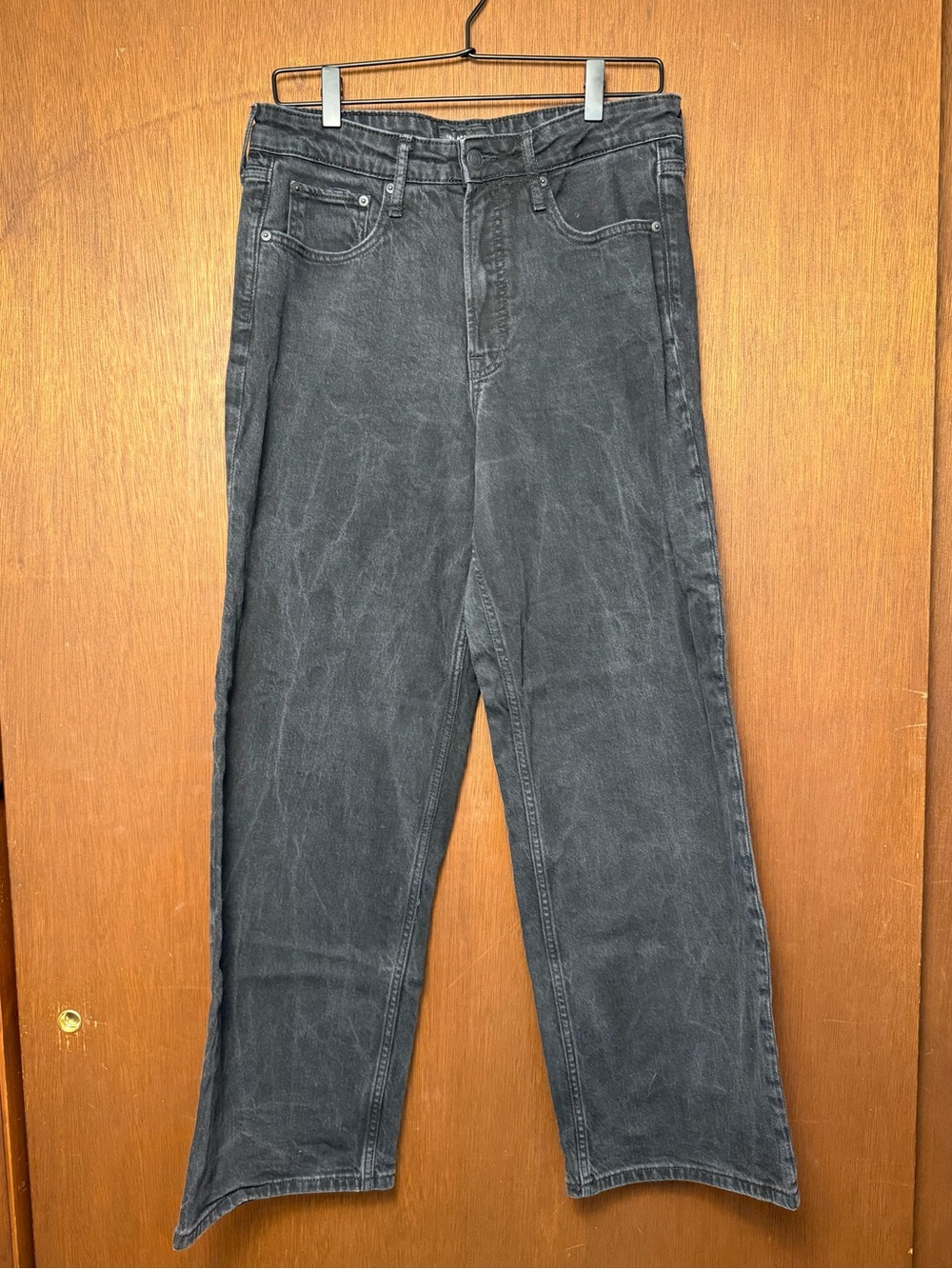 Free Assembly Women’s Washed Black High-Rise Wide-Leg Denim Jeans